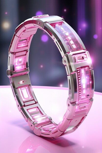 Futuristic pink smart jewelry with embedded ai and communication technologies