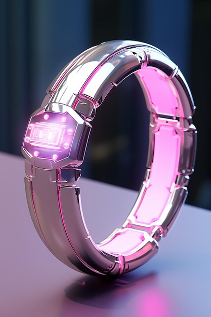 Photo futuristic pink smart jewelry with embedded ai and communication technologies