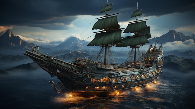 Photo futuristic_pirate_ship_called_the_flying_dutchman
