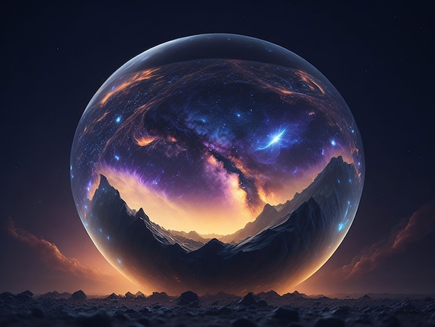 Futuristic planet fantasy dream universe digital art background