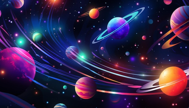 Photo futuristic planets stars seamless pattern