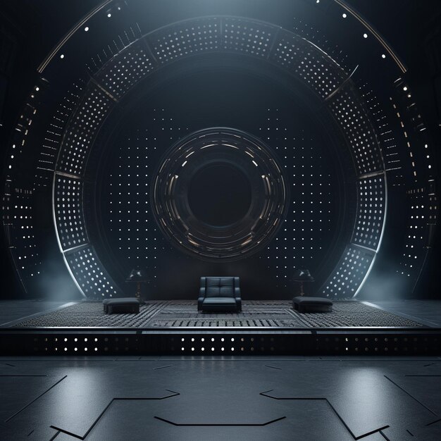 Foto scena futuristica sul podio per la presentazione di prodotti con sfondo geometrico astratto