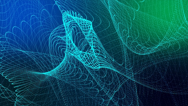 futuristic point wave cyber big data flow blockchain data fields network line connect stream big data technology concept of ai technology digital communication 3d rendering