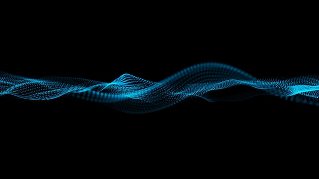 未来的な点波 サイバービッグデータフロー ブロックチェーンデータフィールド ネットワーク回線接続ストリーム ビッグデータ技術 AI技術の概念 デジタル通信 3Dレンダリング