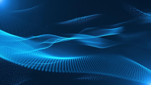 미래 포인트 웨이브 사이버 빅 데이터 흐름 블록체인 데이터 필드 네트워크 라인 연결 스트림 빅 데이터 기술 AI 기술 디지털 통신 3d 렌더링의 개념