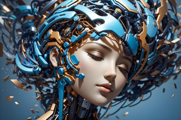 futuristic portrait of cyborg female