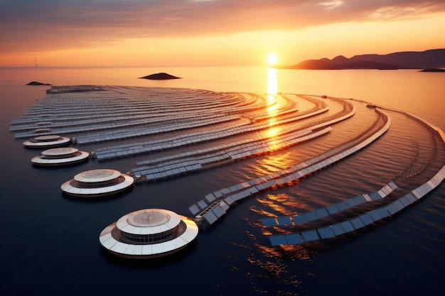 Futuristic power plant of the future in the ocean water energy