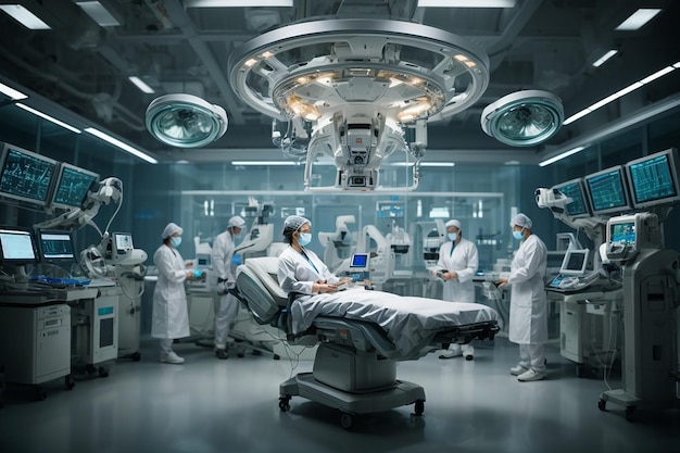 Photo futuristic precision roboticassisted surgery unveiled