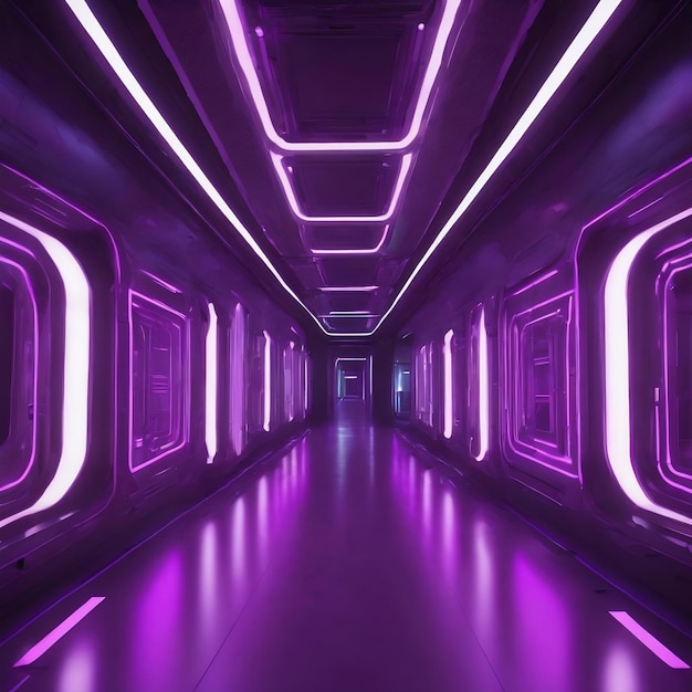 Futuristic purple corridor 4k uhd 3d illustration