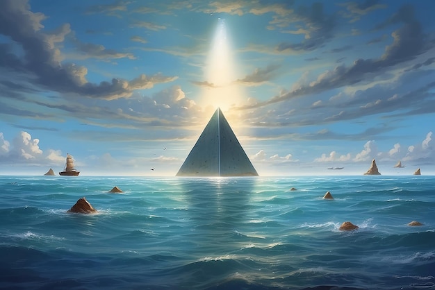 写真 サイエンスフィクションのスタイルの未来主義的なピラミッド