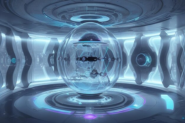 Futuristic quantum space philosophy lab