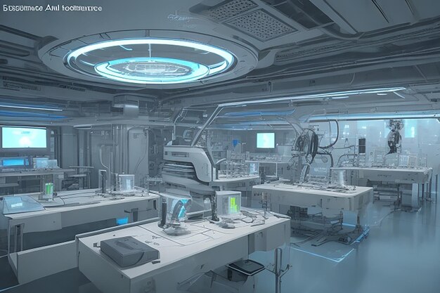 Futuristic Quantum Space Station Lab