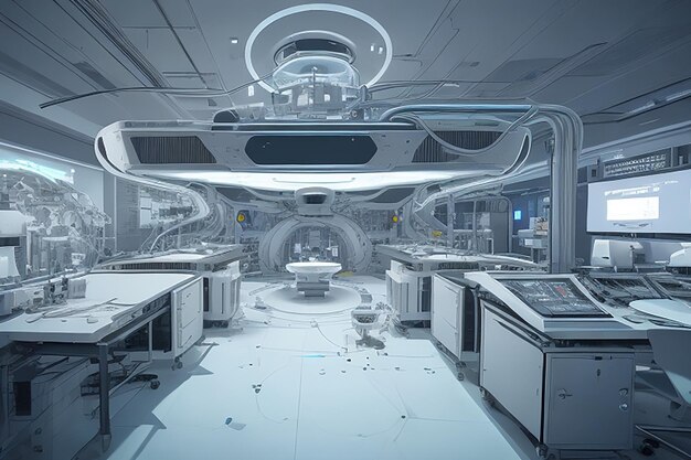 Futuristic Quantum Space Station Lab