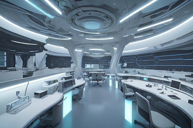 Futuristic Quantum Space Station Lab