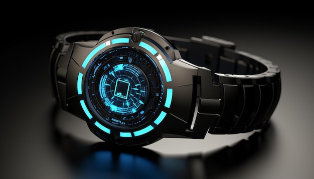 Foto design futuristico dell'orologio quantistico rendering realistico 3d creativo