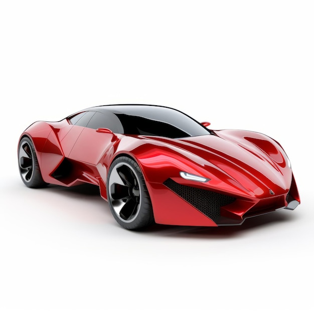 Футуристический красный спортивный автомобиль в стиле неопластицизма