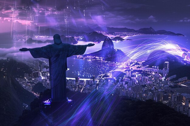 A futuristic rendition of Christ the Redeemer reim generative ai