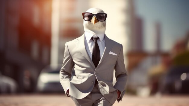 Photo futuristic retro eagle a stylish avian celebrity on city streets