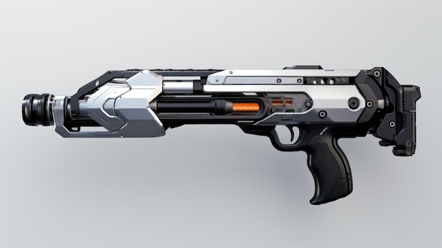 Futuristic Rifle gun isolated on grey background scifi weapon