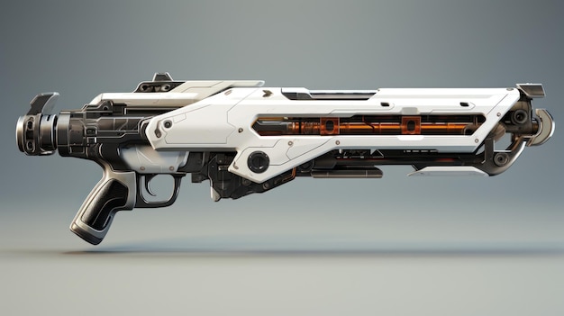 Futuristic Rifle gun isolated on grey background scifi weapon