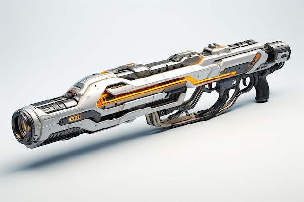 Futuristic Rifle Showcase Concept on White Background AI