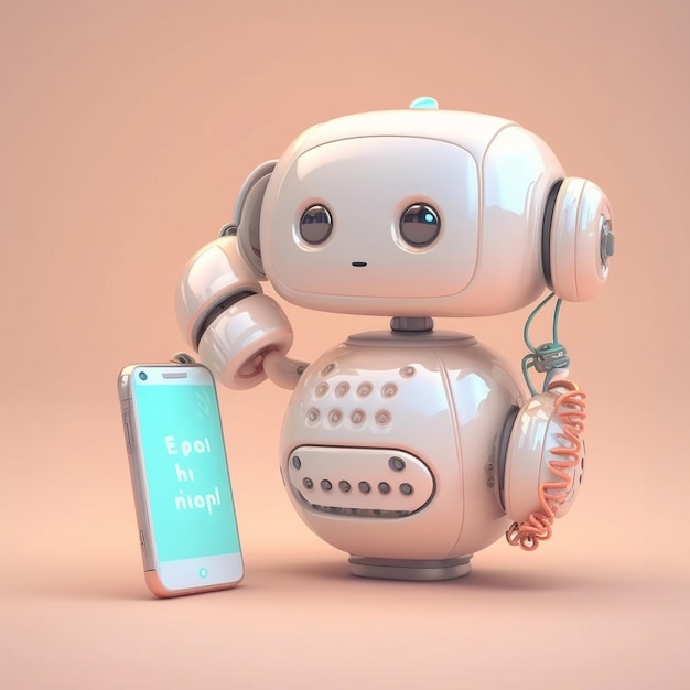 Futuristic robot about smartphone generative AI