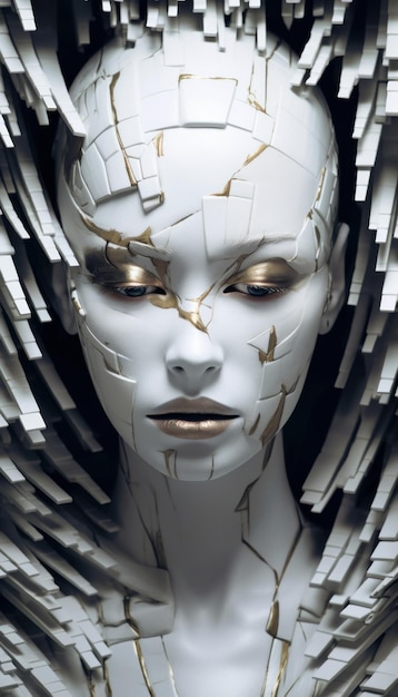 Futuristic robot Abstract portrait of woman Beautiful illustration picture Generative AI