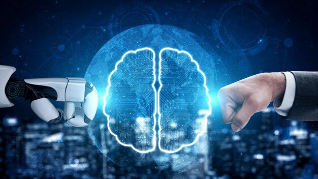 未来的なロボット人工知能啓発AI技術コンセプト