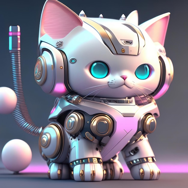 Foto gatto robot futuristico ia generativa