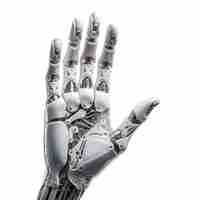 Photo futuristic robot hand a fivefingered innovation set against a clean white canvas