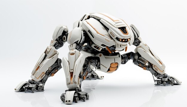 Futuristic robot on a white background