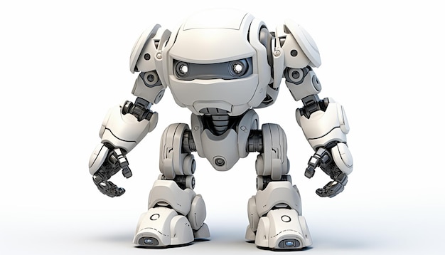 白い背景の未来的なロボット