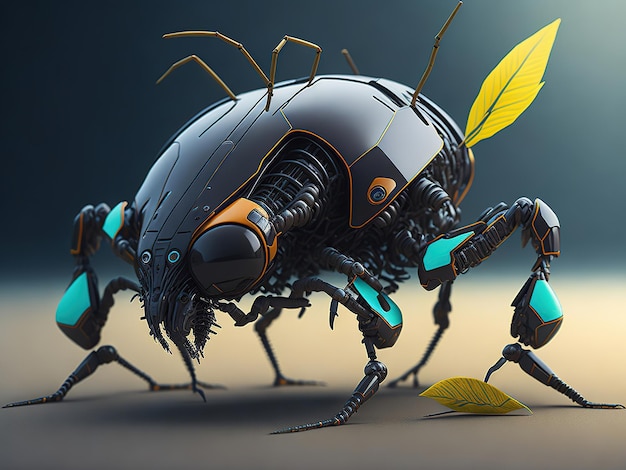 Futuristic robotic ant with electronic components