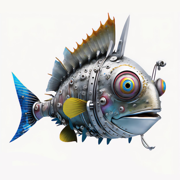 Photo futuristic robotic fish in abstract design