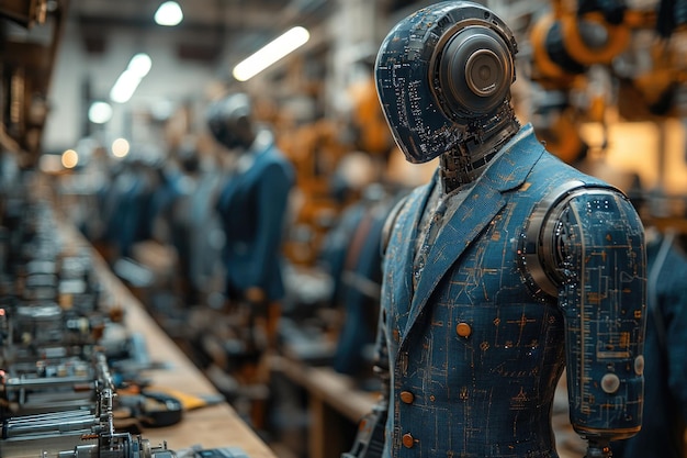 Futuristic Robotic Tailor Crafting Custom Suits with Precision Measurements  and Digital Designs | Premium AI-generated image