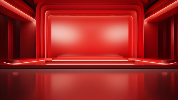Futuristic Room in Light Red with beautiful Lighting Stunning Background for Product Presenta