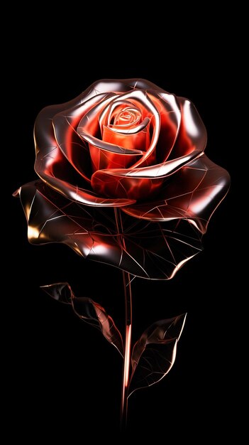 Futuristic rose flower black background wallpaper for phone