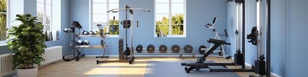 Photo futuristic scandinavian home gym with minimalist design