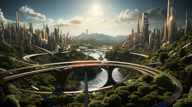 Foto una scena futuristica dell'anno 2200