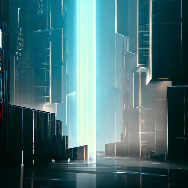 Futuristic scene with skyscrapers