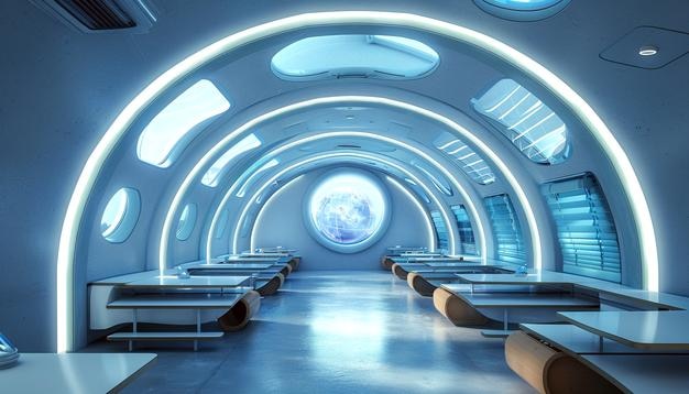 futuristic school classroom for students