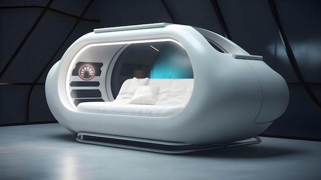 Futuristic sci fi pod sofa generative ai