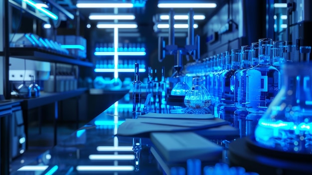 futuristic science laboratory background with equipments