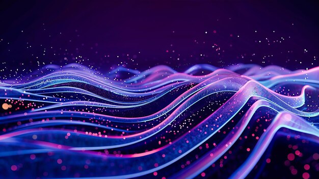 Photo futuristic science wave abstract digital background with glowing particles and geometric shapes