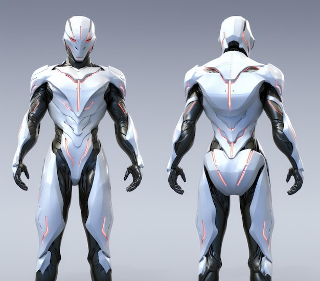 Futuristic SciFi 3D Game Character desig cyborg robot avatar inspired by fortnite and star wars