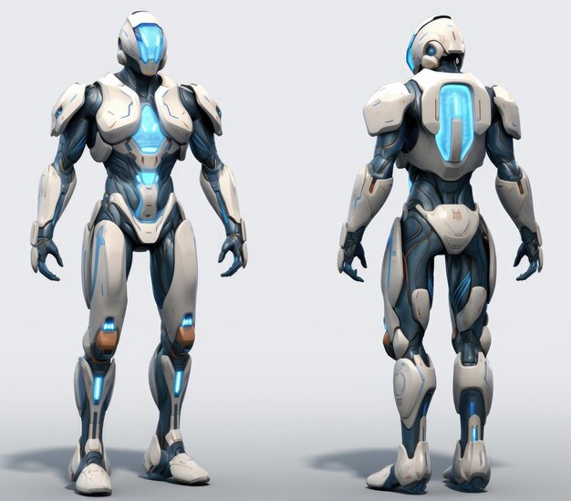 Futuristic SciFi 3D Game Character desig cyborg robot avatar inspired by fortnite and star wars