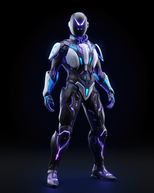 Футуристический научно-фантастический 3D-игровой персонаж, дизайн киборга-робота-аватара, вдохновленный Fortnite и звездными войнами
