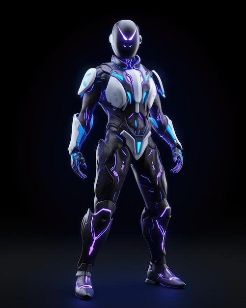 Futuristic SciFi 3D Game Character desig cyborg robot avatar inspired by fortnite and star wars