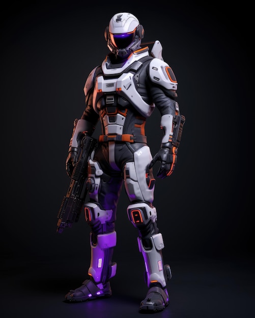 Futuristic SciFi 3D Game Character design cyborg robot avatar inspired by fortnite and star wars