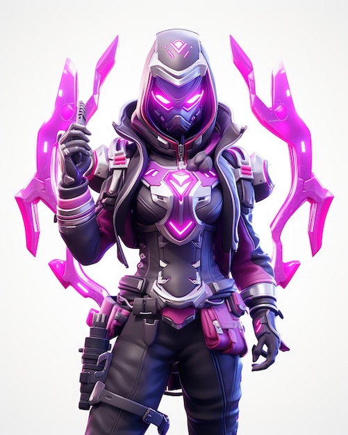 Photo futuristic scifi 3d game character design cyborg robot avatar inspired by fortnite and star wars